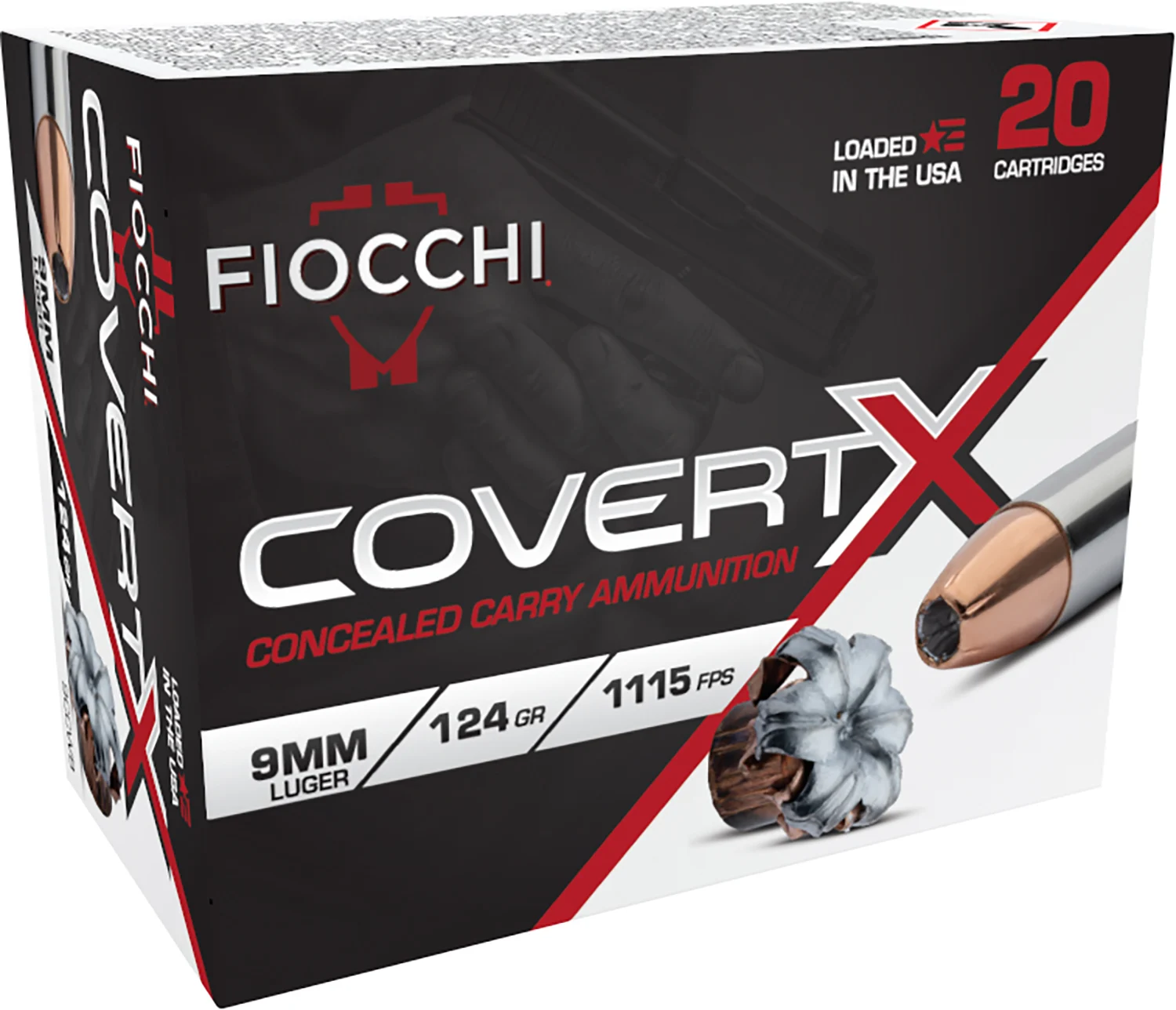 Fiocchi 9mm Luger 124gr JHP Brass – 20rd